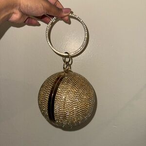 Gold Rhinestone Ball Clutch